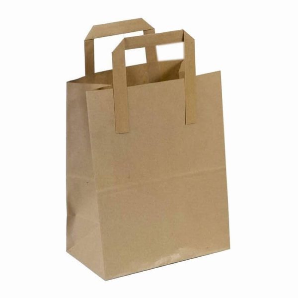 Paper Carrier Bags Brown 18x8x22cm Kraft 90 grams with twisted handles 50  pieces PAMB1822  Packlinq