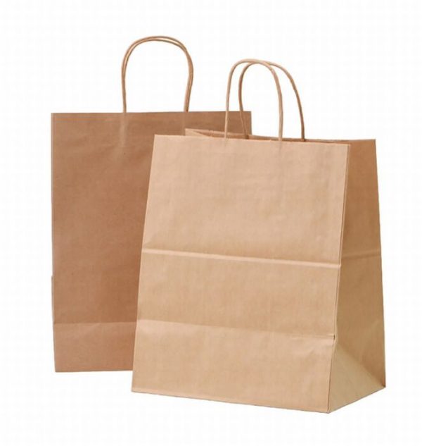Plain Brown Paper Carrier Bags With Flat Handles Capacity 500gm And 1kg